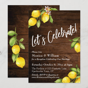 Invitación Limones de Acuarela Celebremos sobre Madera Rústic