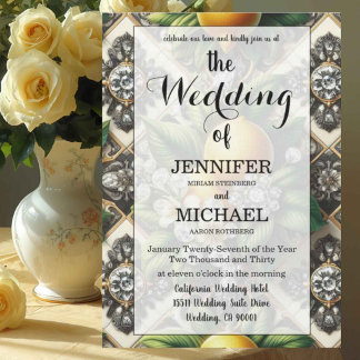 Invitación Limones de Amalfi + Diamantes | Boda de Código QR