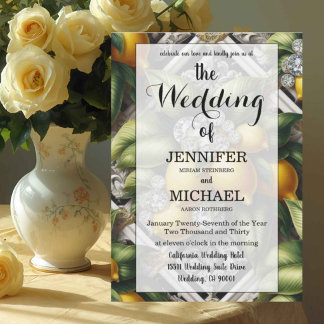 Invitación Limones de Amalfi + Diamantes | Boda de Código QR