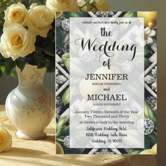 Invitación Limones de Amalfi + Diamantes | Boda de Código QR