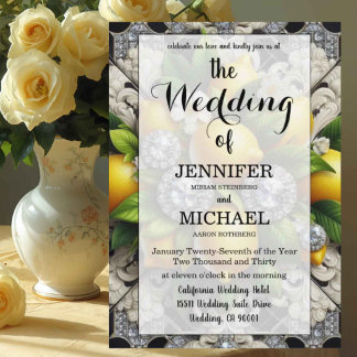 Invitación Limones de Amalfi + Diamantes | Boda de Código QR