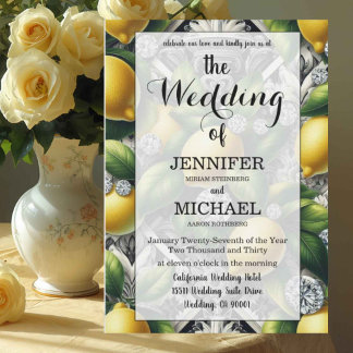 Invitación Limones de Amalfi + Diamantes | Boda de Código QR