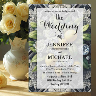 Invitación Limones de Amalfi + Diamantes | Boda de Código QR