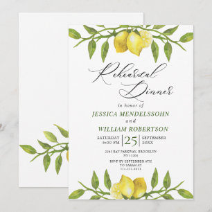 Invitación Limones elegantes vegetación Cena de ensayo modern