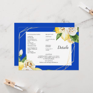 Invitación Limones Mediterráneos Detalles Florales Boda Azul