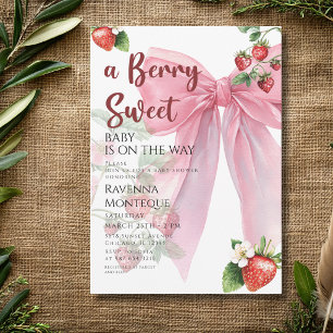 Invitación Limpia Rosa Dulce Arco Fresa Baby Shower