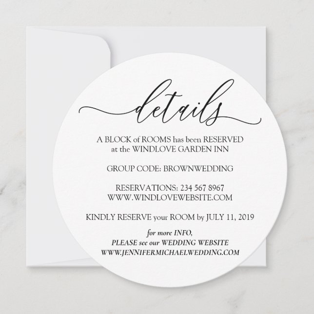 Invitación Limpiar los detalles en blanco Boda simple foto (Anverso)