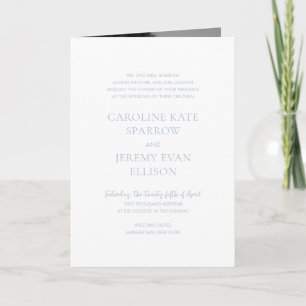 Invitación Limpio Código QR Azul Polvoriento Elegante Boda