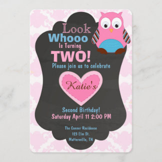 Invitación linda 5 del cumpleaños del búho del