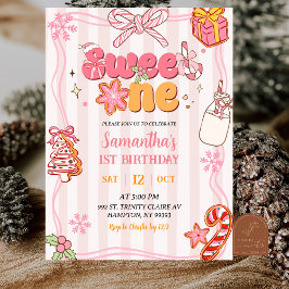 Invitación Linda Chica Retro de Navidad de Invierno Dulce Uno