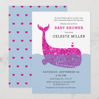 Invitación linda de Baby Shower de la ballena del