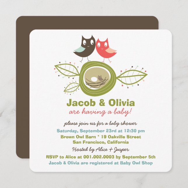 Invitación linda de Baby Shower de la familia del (Anverso / Reverso)