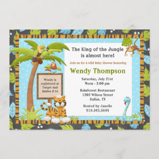 Invitación linda de Baby Shower de la selva