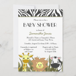 Invitación linda de Baby Shower de la selva del