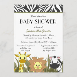 Invitación linda de Baby Shower de la selva del