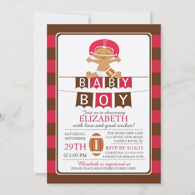 Invitación linda de Baby Shower de los muchachos (Anverso)
