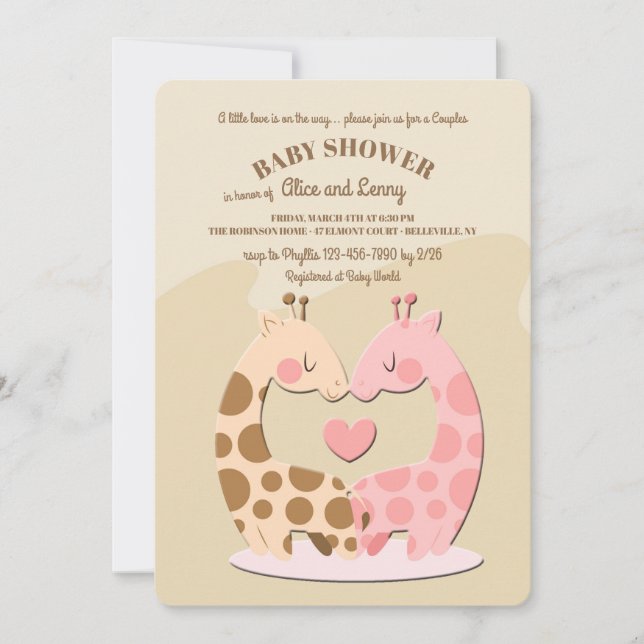 Invitación linda de Baby Shower de los pares de la (Anverso)