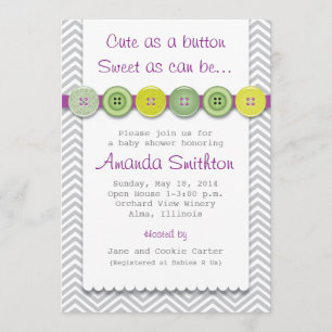 Invitación linda de Baby Shower del botón
