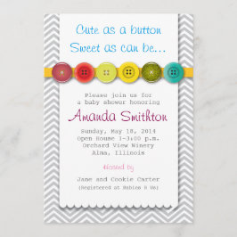 Invitación linda de Baby Shower del botón
