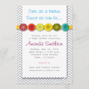 Invitación linda de Baby Shower del botón