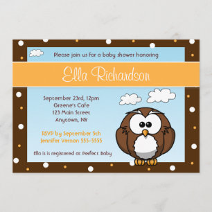 Invitación linda de Baby Shower del búho