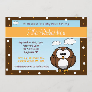 Invitación linda de Baby Shower del búho