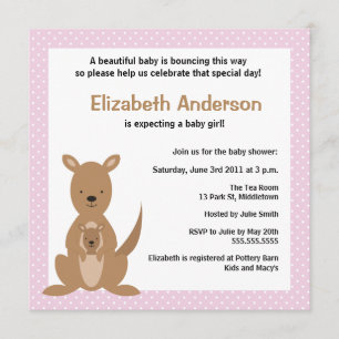 Invitación linda de Baby Shower del canguro -