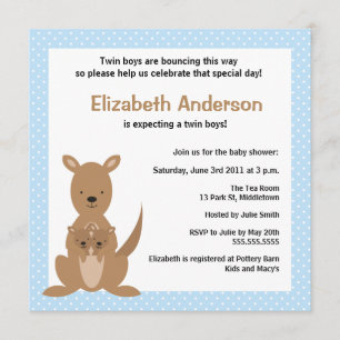 Invitación linda de Baby Shower del canguro -