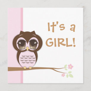 Invitación linda de Baby Shower del chica del rosa