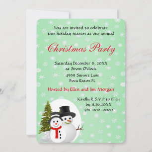 Invitación linda de fiesta de Navidad con muñeco d