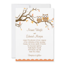 Invitación linda de la boda del búho