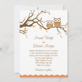 Invitación linda de la boda del búho