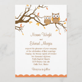 Invitación linda de la boda del búho