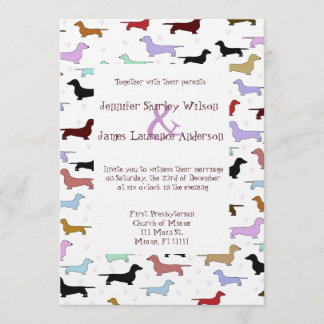 Invitación linda de la boda del Dachshund