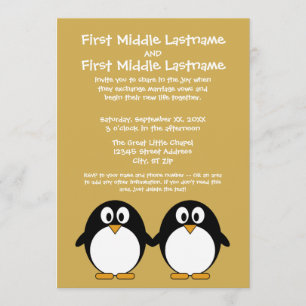 Invitación linda de la boda del pingüino