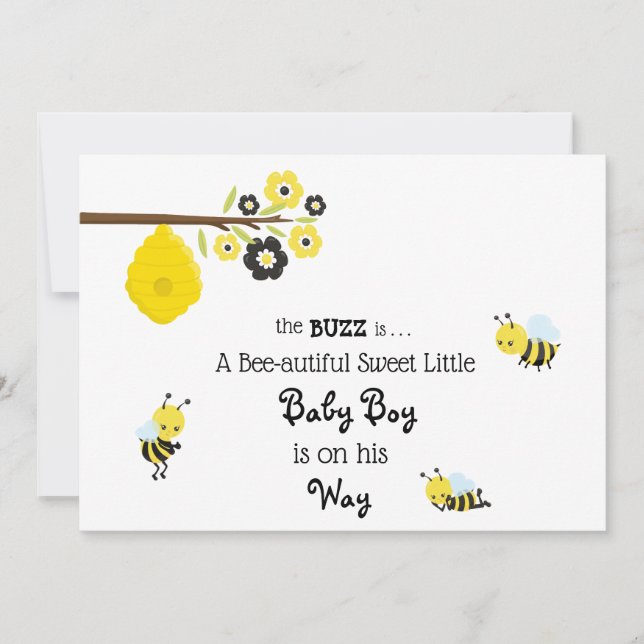 Invitación linda de la ducha del bebé de la abeja (Anverso)