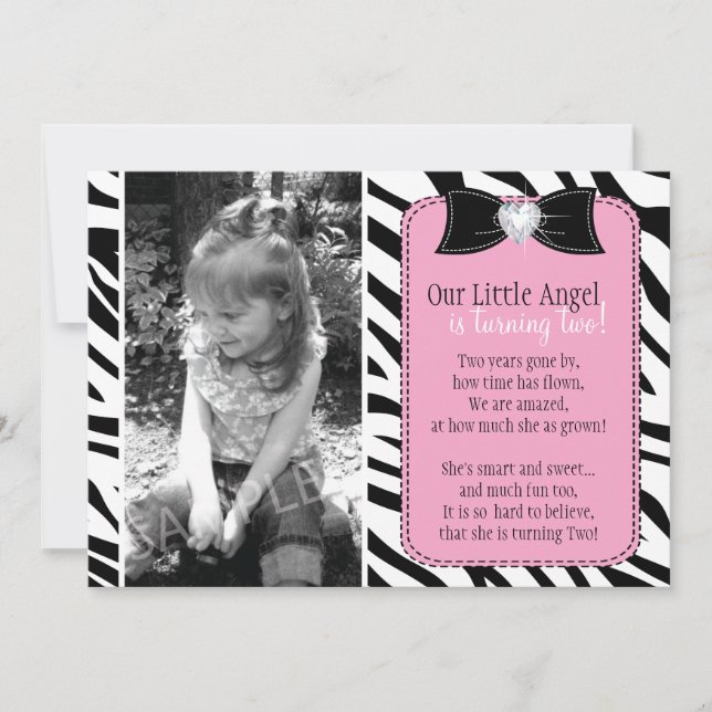 Invitación linda de la fiesta de cumpleaños de la (Anverso)