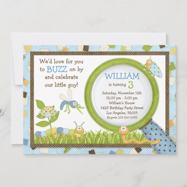 Invitación linda de la fiesta de cumpleaños de los (Anverso)