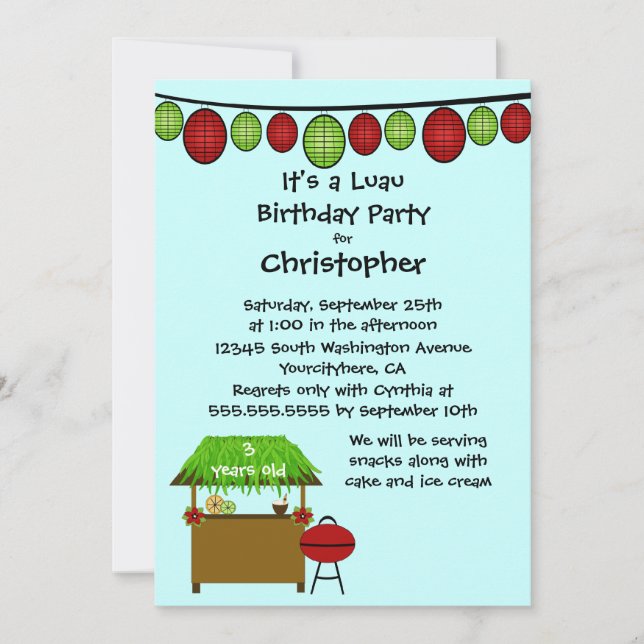 Invitación linda de la fiesta de cumpleaños de los (Anverso)