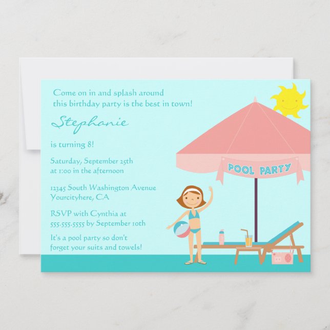 Invitación linda de la fiesta del cumpleaños del (Anverso)