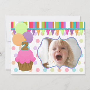 Invitación linda de la foto del cumpleaños de la