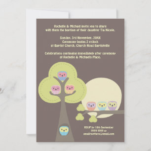 Invitación linda de los búhos de la ceremonia del