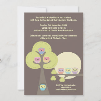 Invitación linda de los búhos de la ceremonia del