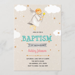 Invitación linda del bautismo del ángel del