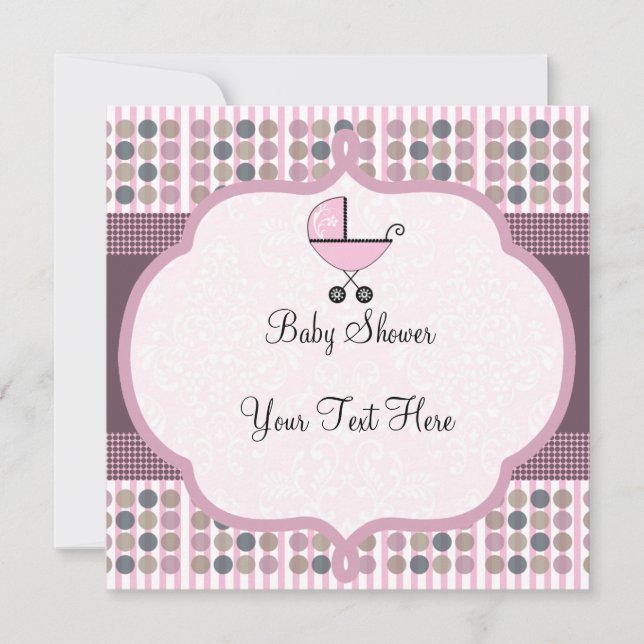 Invitación linda del carro de bebé (Anverso)