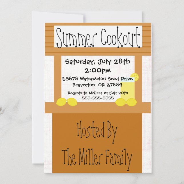 Invitación linda del Cookout del Bbq del verano (Anverso)