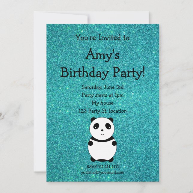 Invitación linda del cumpleaños de la panda (Anverso)