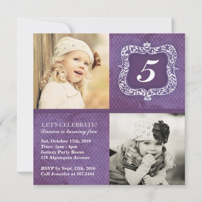 Invitación linda del cumpleaños de las niñas del (Anverso)