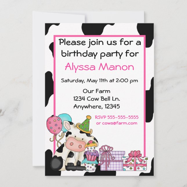 Invitación linda del cumpleaños de los chicas de (Anverso)