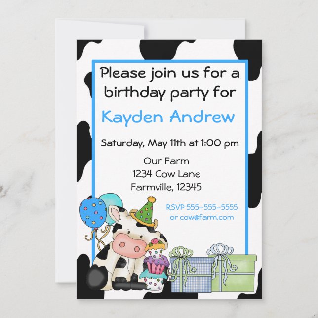 Invitación linda del cumpleaños de los muchachos (Anverso)